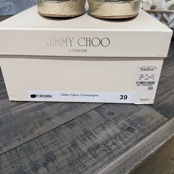 Jimmy Choo Glitter Fabric Champagne Crown Pumps - Picture 2 of 10